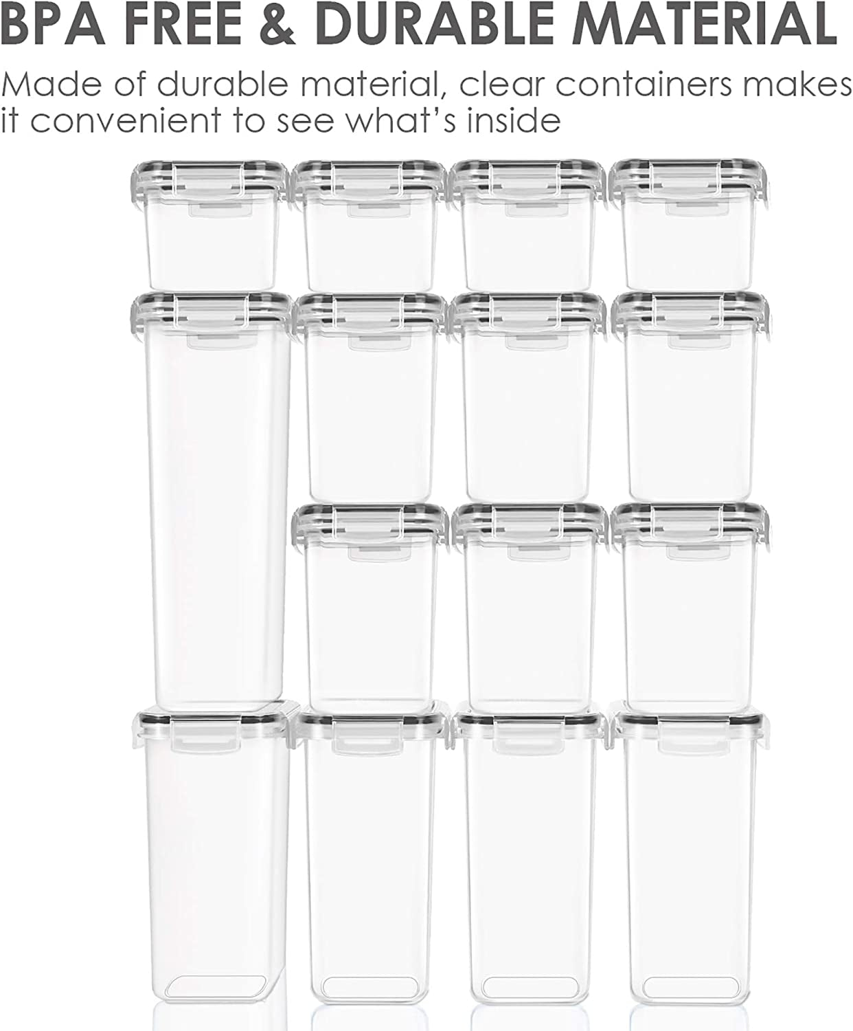 Airtight Food Storage Container Set with Lids, 15-Piece BPA-Free Plastic Canisters for Kitchen Pantry Organization, Dishwasher Safe, Includes 24 Labels