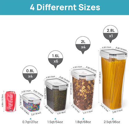 Airtight Food Storage Container Set with Lids, 15-Piece BPA-Free Plastic Canisters for Kitchen Pantry Organization, Dishwasher Safe, Includes 24 Labels